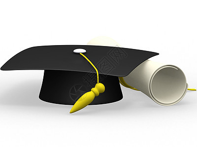 白种背景孤立的毕业文凭证书(最高毕业文凭)图片