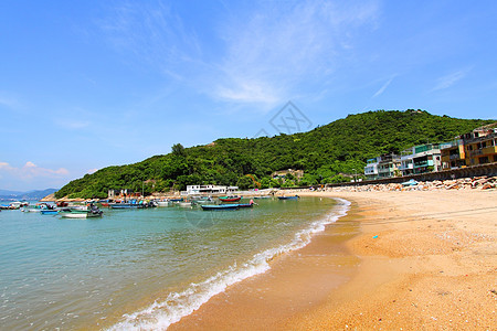 香港海滩 有许多船只和房屋图片