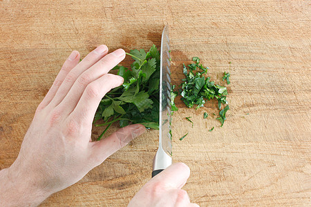 帕斯利香菜绿色草本植物饮食木头指甲白色韭葱沙拉植物图片