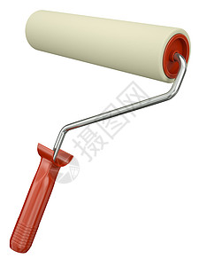 绘画滚滚画笔红色滚筒白色工具家务装潢高清图片