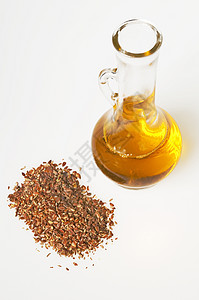 林籽油和林籽液体饮食黄色农业玻璃营养素脂肪营养纤维瓶子图片