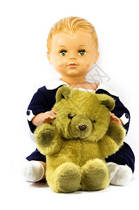 洋娃娃和泰迪熊背景图片