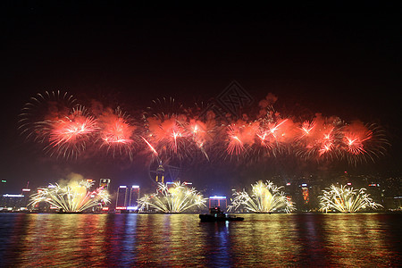 2011年中国新年一季香港烟花假期乐趣节日天空景观艺术摩天大楼办公室港口庆典图片