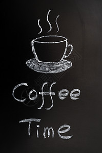 咖啡时间绘画服务茶壶咖啡店文化厨房古董早餐黑板杯子图片