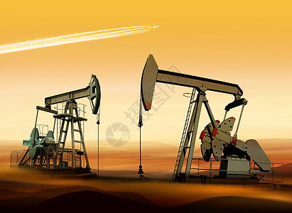 沙漠中的油泵化学品抽油机植物危机汽车资源活力气体钻头力量图片