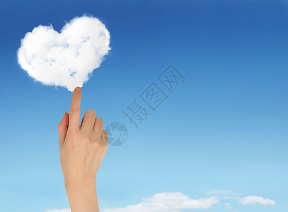 手握着心形云和蓝天空墙纸天空想像力已婚棕榈自由天气友谊卡片创造力图片