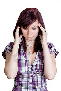 头痛心理思想家女性情感用光琢磨黑发失败思维痛苦图片