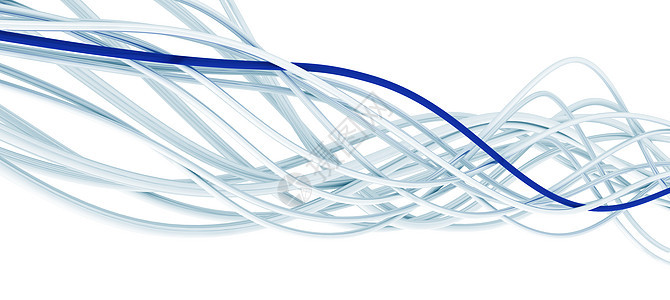 白色背景的蓝色和白色光纤纤维电缆 亮金属-光纤图片