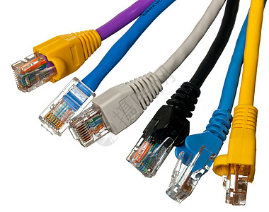 第5猫用多种颜色的电缆紫色数据布线电脑团体网络蓝色黄色金属橙子图片