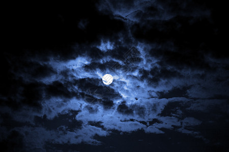 黑暗中的月亮圆环月光地平线场景月球反射蓝色戏剧性天空星系天际图片