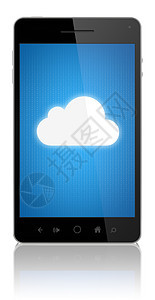 移动电话上的云电联线媒体沟通技术商业身份网络服务器互联网蓝色屏幕图片