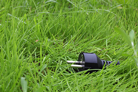 草地上的开关插件生态电源出口插头活力电源板延长线力量能源环境图片