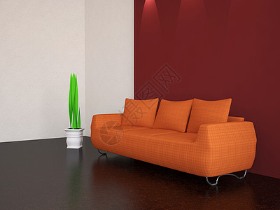 橙色沙发玻璃灯光房子反射长椅橙子吊灯休息枝形房间图片