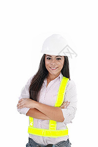 女工程师安全职业梯子时间工人安装细胞建筑女孩环境图片