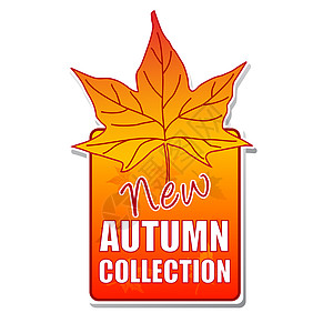 带有叶叶的新秋秋收藏标签图片