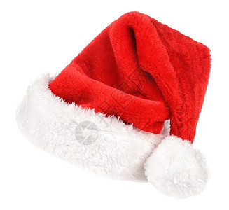 圣诞老人红色帽子 白背景孤立新年传统节日季节天鹅绒庆典假期配饰毛皮图片