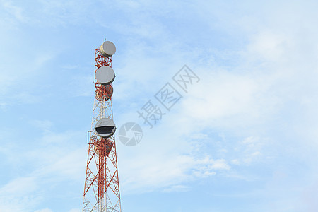 通讯塔天空技术电讯全球车站设备蓝色金属手机沟通背景图片