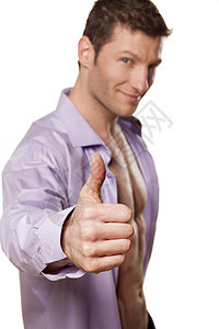 抬起大拇指 微笑表情男士生意成就躯干商业男性鬼脸专业理念图片