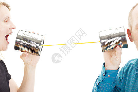 两个人在交谈中聊天笔记细绳讲话电缆热线玩具金属绳索电讯机密图片