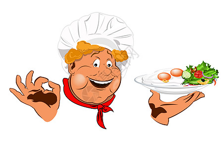 有趣的厨师海报插图菜单手指胡椒面包师职业小吃服务洋葱图片