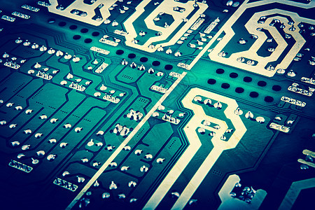 电子电路板的特写电容器数据制造业半导体处理器木板网络母板电脑编程图片