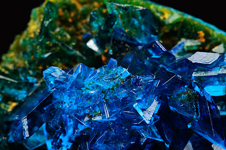 硫酸铜宏观蓝色结晶硫酸黑色化学玻璃地质学水晶实验室图片