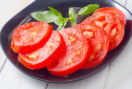 新鲜番茄 绿色芳香健康营养植物叶子橙子食物香料水果草药花园图片