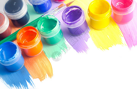 彩色涂漆工作室工具画家彩虹调色板艺术金属艺术家房子墙纸图片