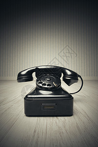 旧电话乡愁旋转通信固定电话沟通设备复兴复古电话线黑色图片
