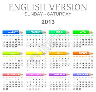 2013年的蜡笔日历 英文版太阳图片