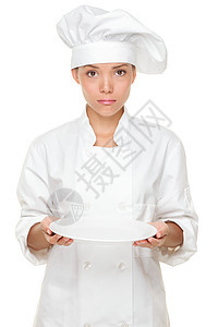 厨师用空盘子失望和悲伤图片