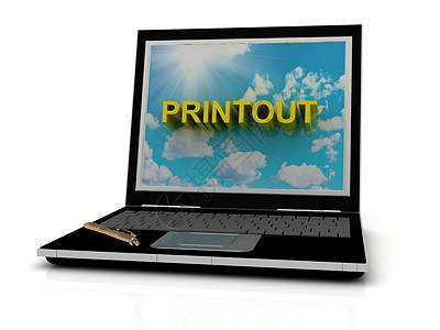 笔记本电脑屏幕上的 PRIRTOUT 符号图片