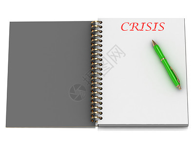 笔记本页上的 CRISIS 单词图片