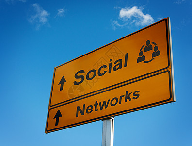 社会网络路标概念指针合伙合作黄色营销公司指示牌天空社区图片