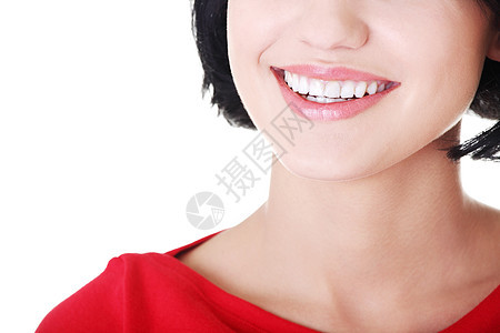 女人用她完美的直白的牙齿女士微笑皮肤女性乐趣喜悦嘴唇魅力女孩快乐图片