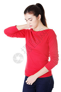 颈部疼痛概念科学身体脖子伤害痛苦女性压力脊柱按摩黑发图片