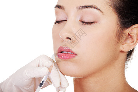 在女性脸上注射代用肉毒杆毒素女孩女士医生保健皱纹护理青年病人皮肤身体图片