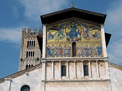 卢卡  圣弗雷德诺教堂旅游绘画马赛克建筑学建筑雕塑宗教艺术基督门廊图片