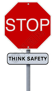 停止 思考安全警告工作概念道路交通白色路标标志场所背景图片
