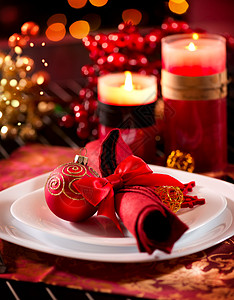 圣诞节桌设置 节假日装饰假期季节用具餐厅刀具用餐桌子气泡生活金子图片