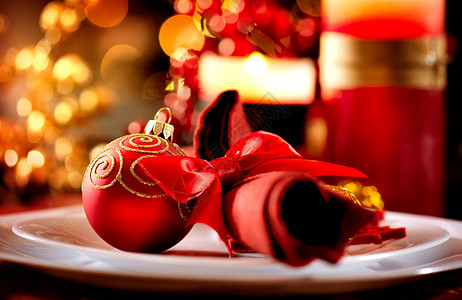 圣诞节桌设置 节假日装饰环境蜡烛生活季节食物刀具用餐用具餐厅假期图片