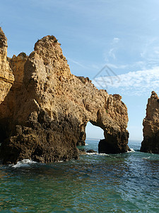 拉各斯和Cap Vincent之间阿拉加维海岸洞穴旅行岩石悬崖海岸馅饼蓝色海岸线海浪海洋图片