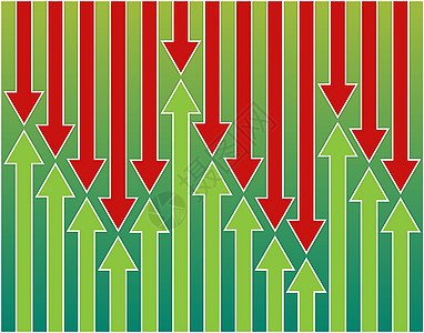 向上和向下活力红色斗争阴影绿色白色场地力量贸易库存背景图片