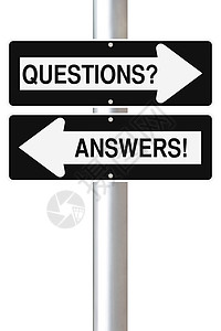 问题和答案概念标志白色交通感叹号单程解答问号路标图片