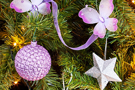 圣诞树家具松枝丝带植物假期托儿所装饰松树花束装饰品图片