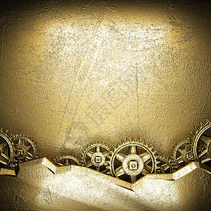 黄金的齿轮仪器抛光金属机械传播旋转金子技术盘子发条图片