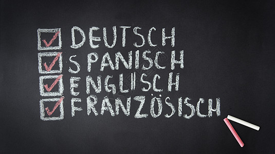 英语 德语 西班牙语 法语 粉笔画黑板学生蜡笔语言翻译国家复选草图绘画大学图片