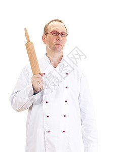 带滚动针的厨师外套美食食谱烘烤男人餐厅装置工作滚筒推介会图片