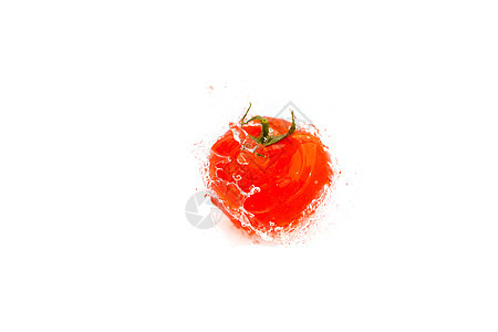 西红柿 白上孤立的西红柿洒水蔬菜食物飞溅温泉活力宏观地球运动涟漪速度图片