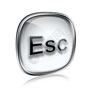 Esc 图标灰色玻璃 在白色背景上隔离图片